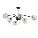 Żyrandol do niskiego salonu Katla 6 - bursztynowe szkło