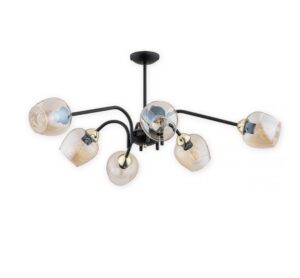 Żyrandol do niskiego salonu Katla 6 - bursztynowe szkło