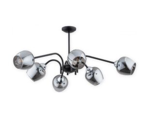 Żyrandol do sypialni Katla 6 - grafitowe klosze