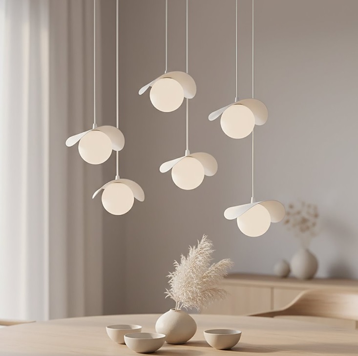 Żyrandol wiszący nad stół w salonie Ritual 6 - biały