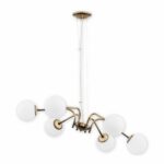 Żyrandol z mlecznymi kulami Nol 6 patyna - do salonu