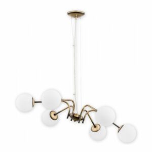 Żyrandol z mlecznymi kulami Nol 6 patyna - do salonu