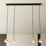 4-punktowa lampa wisząca Elit 4 - złote klosze w kształcie stożka