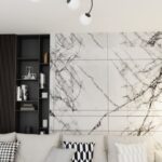 6-punktowa lampa sufitowa do salonu Vibra 6 szklane kule - czarno-biały