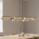 6-punktowa lampa wisząca nad stół do jadalni Drumz 6 - okrągłe abażury z tkaniny