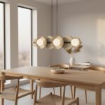 Beżowa lampa wisząca nad stół Model 6 - na 6 żarówek