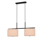 Beżowa lampa wisząca nad stół Vivienne - materiałowe plisowane abażury boho