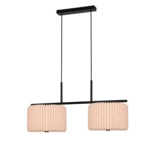 Beżowa lampa wisząca nad stół Vivienne - materiałowe plisowane abażury boho