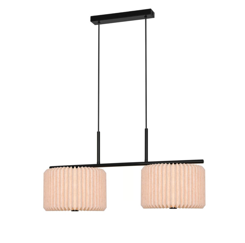 Beżowa lampa wisząca nad stół Vivienne - materiałowe plisowane abażury boho