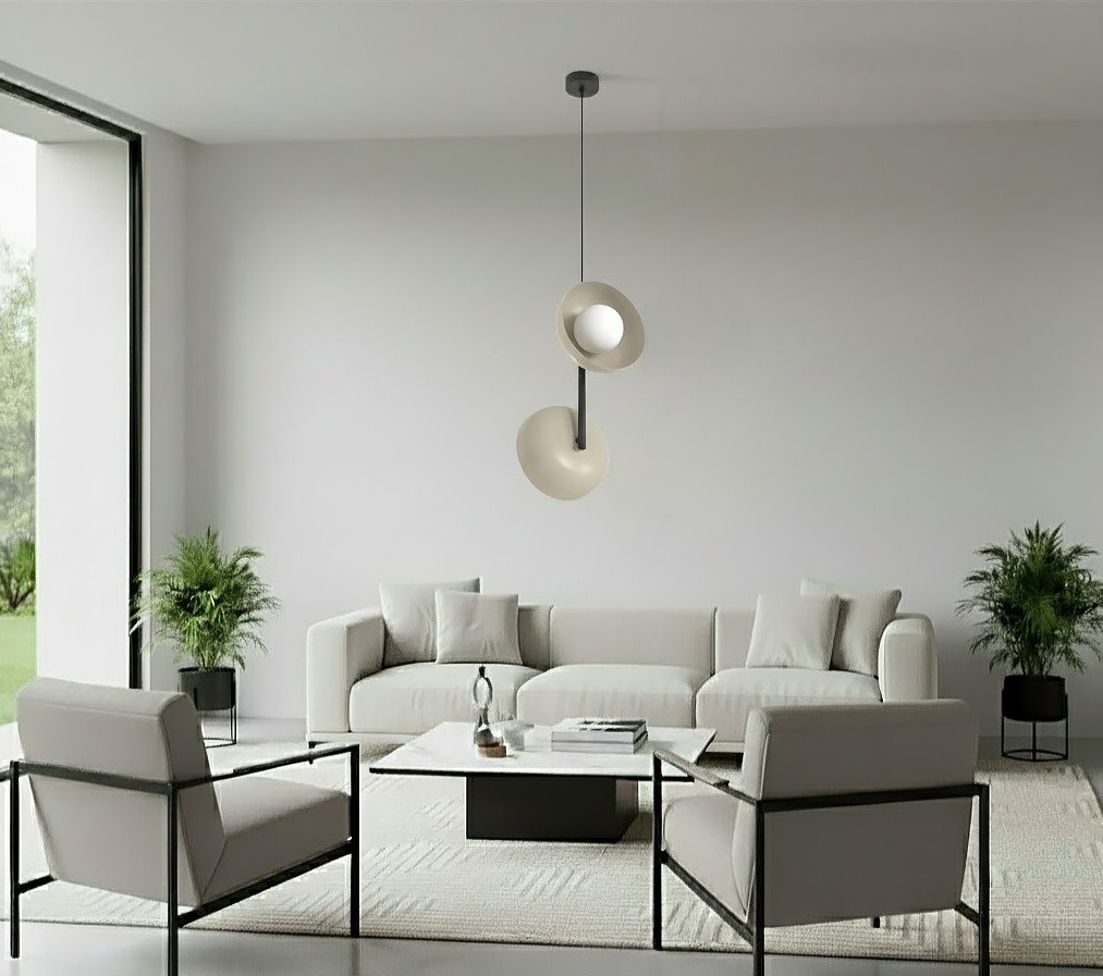 Beżowa lampa wisząca nad stolik Vanila - nowoczesna