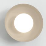 Beżowy okrągły metalowy kinkiet Ozzy - Emibig - mleczny szklany klosz