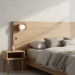 Beżowy okrągły metalowy kinkiet Ozzy na wezgłowie do łóżka - Emibig - nowoczesny