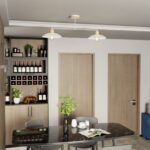 Biała lampa sufitowa Kobe 2 do gabinetu - metal i drewno