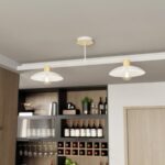 Biała lampa sufitowa Kobe 2 metalowa z elementami drewna