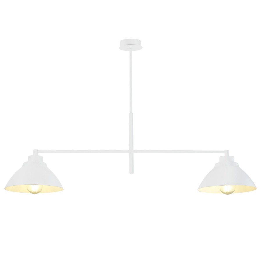 Biała lampa sufitowa Maverick 2 do salonu - metalowe klosze