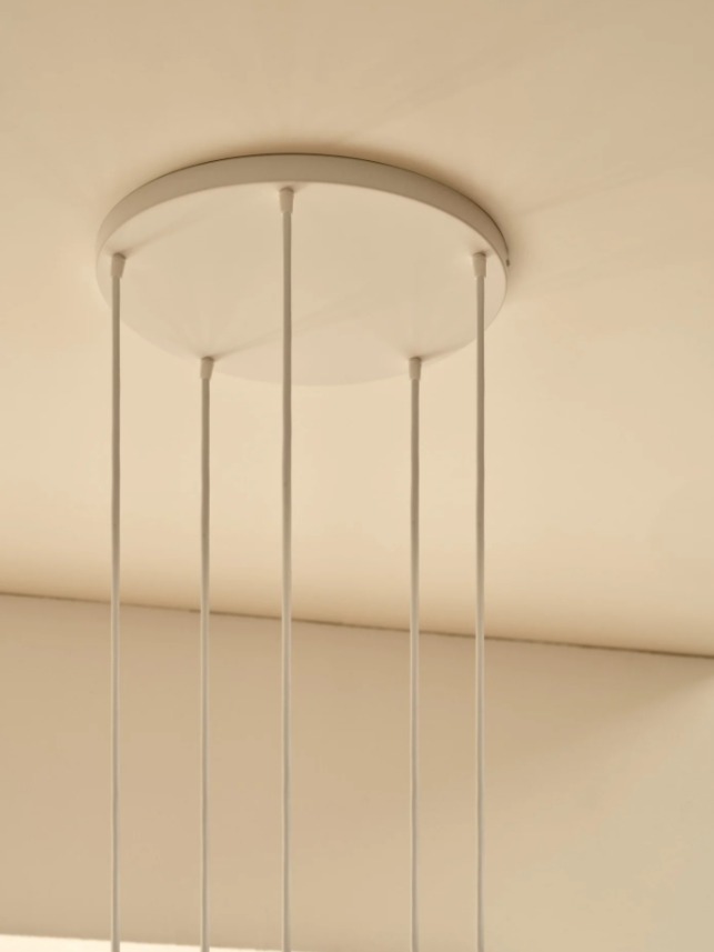 Biała okrągła podsufitka Luana 40 cm - do powieszenia 5 kloszy