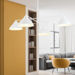 Biały metalowy żyrandol Maverick 4 do jadalni - nowoczesny