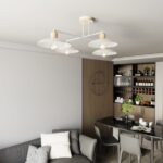 Biały nowoczesny żyrandol Kobe 4 - cztery metalowe klosze do salonu