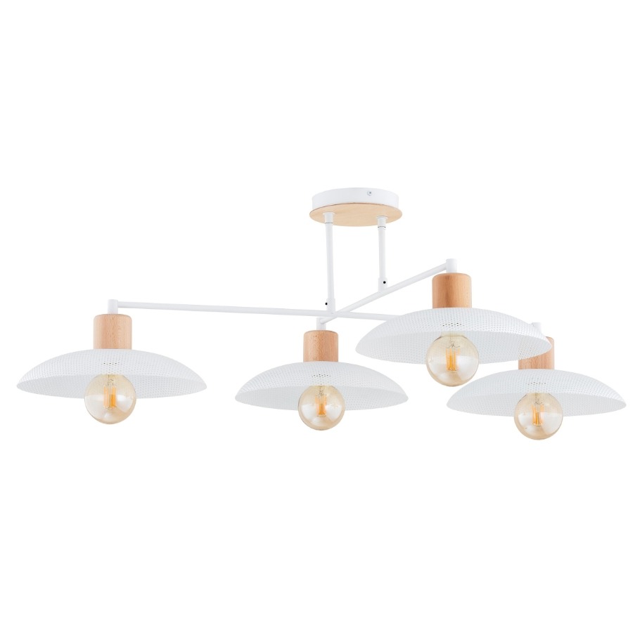 Biały nowoczesny żyrandol Kobe 4 - cztery perforowane metalowe klosze