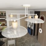 Biały nowoczesny żyrandol Kobe 4 - metal i drewno