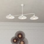 Biały żyrandol Foster 3 metalowy do salonu - klosze talerzowe