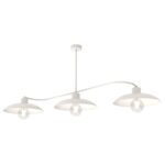 Biały żyrandol Foster 3 metalowy do salonu - klosze talerzowe - minimalistyczny