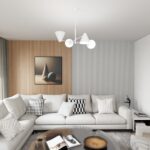 Biały żyrandol Hermes 4 do nowoczesnego salonu - metalowe klosze i szklane kule