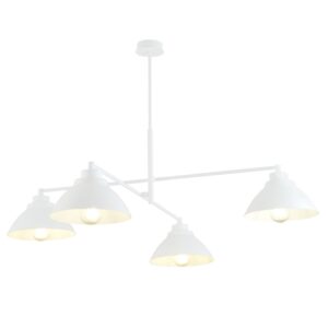 Biały żyrandol Maverick 4 do jadalni - metalowe klosze