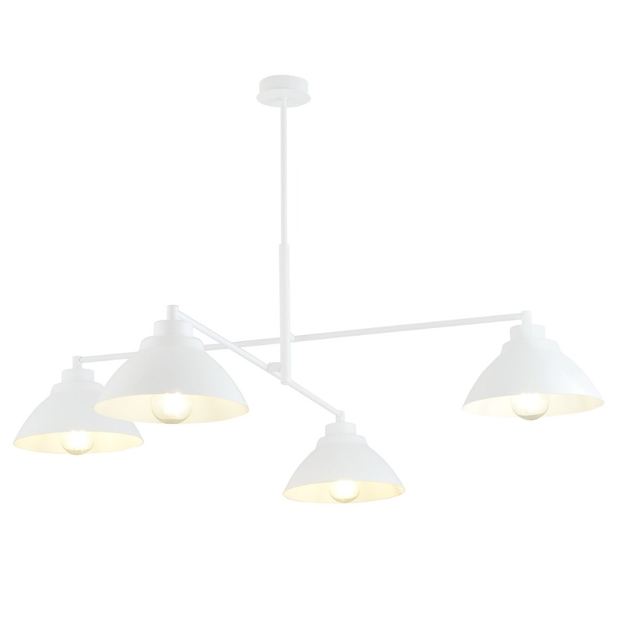 Biały żyrandol Maverick 4 do jadalni - metalowe klosze