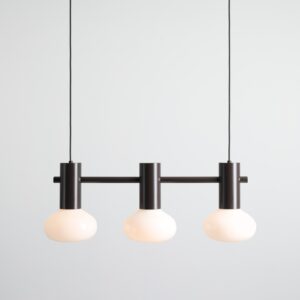 Brązowa lampa wisząca nad wyspę Flo 3 Mokka 19 - owalne klosze