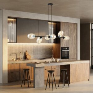 Szklana lampa wisząca Pandora 6 - owalne miodowe klosze