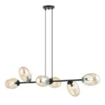 Czarna lampa nad wyspę Pandora 6 - szklane bursztynowe klosze