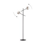 Czarna lampa podłogowa Linear 2 szklane klosze - nowoczesna