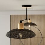 Czarna lampa sufitowa Kobe 2 perforowane metalowe klosze - nowowczesna