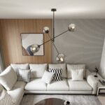 Czarna lampa sufitowa Linear 4 grafitowe klosze - do jasnego salonu