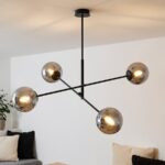 Czarna lampa sufitowa Linear 4 grafitowe klosze - loft