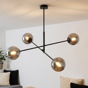 Czarna lampa sufitowa Linear 4 grafitowe klosze - loft