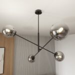 Czarna lampa sufitowa Linear 4 grafitowe klosze - nowoczesna forma