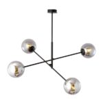 Czarna lampa sufitowa Linear 4 grafitowe szklane klosze - metalowa