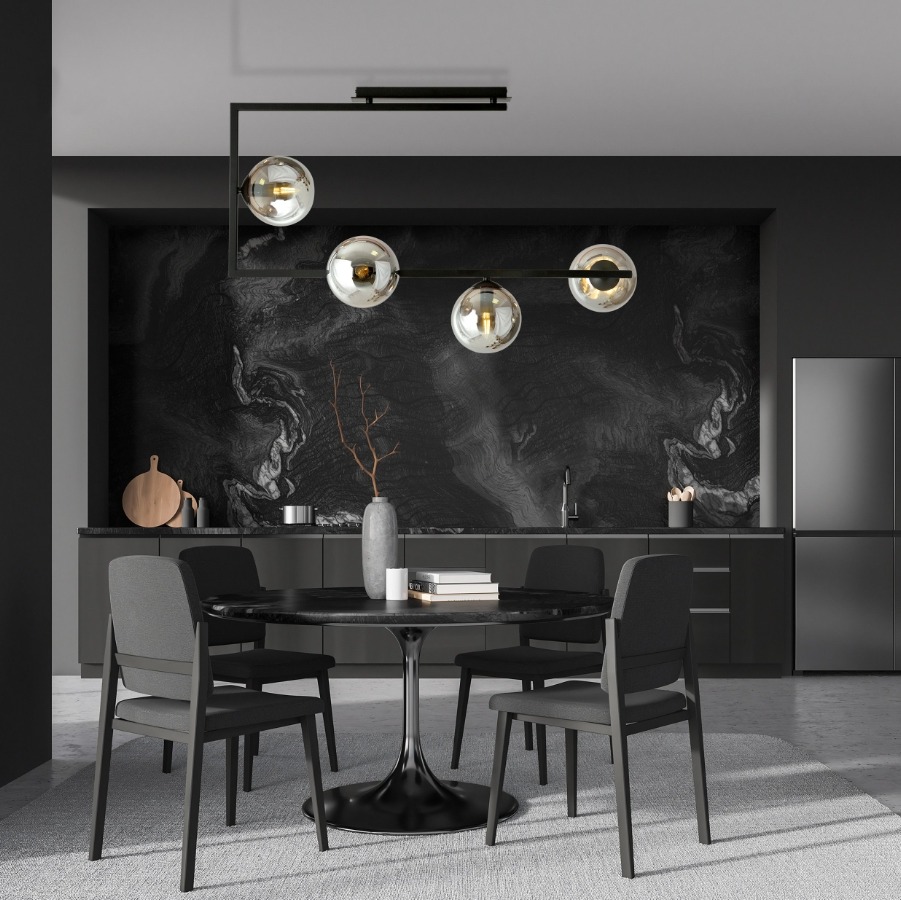 Czarna lampa sufitowa Soma 4 do salonu - grafitowe klosze kule