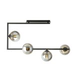 Czarna lampa sufitowa Soma 4 do salonu - szklane kule i geometryczne ramię