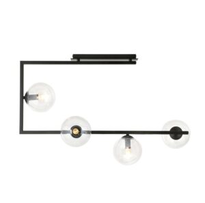 Czarna lampa sufitowa Soma 4 transparent - kuliste szklane klosze