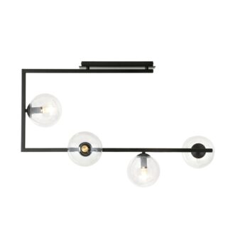 Czarna lampa sufitowa Soma 4 transparent - kuliste szklane klosze