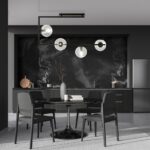 Czarna lampa sufitowa Soma 4 transparent - kuliste szklane klosze - do jadalni