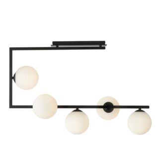 Czarna lampa sufitowa Soma 5 - pięć opalowych kul