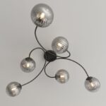 Czarna lampa sufitowa Vibra 6 - dymione ryflowane kule - Emibig