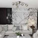 Czarna lampa sufitowa Vibra 6 - metal i szkło - do salonu nad stolik