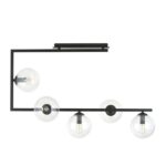 Czarna lampa sufitowa z kulami Soma 5 - 5 przezroczystych kloszy
