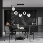 Czarna lampa sufitowa z kulami Soma 5 nad stół - transparentne klosze