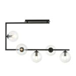 Czarna lampa sufitowa z kulami Soma 5 przezroczyste klosze - geometryczny kształt